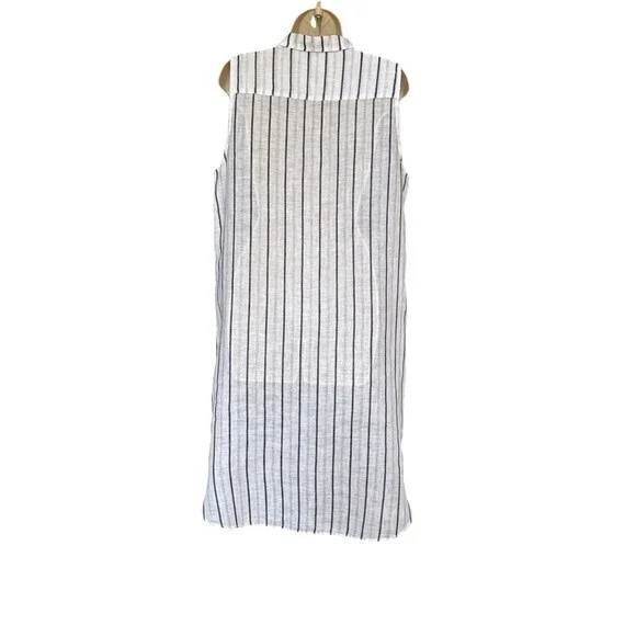 CP Shades Mara Linen Dress Size S Blue White Stripe Sleeveless Shirt Dress - Picture 3 of 12